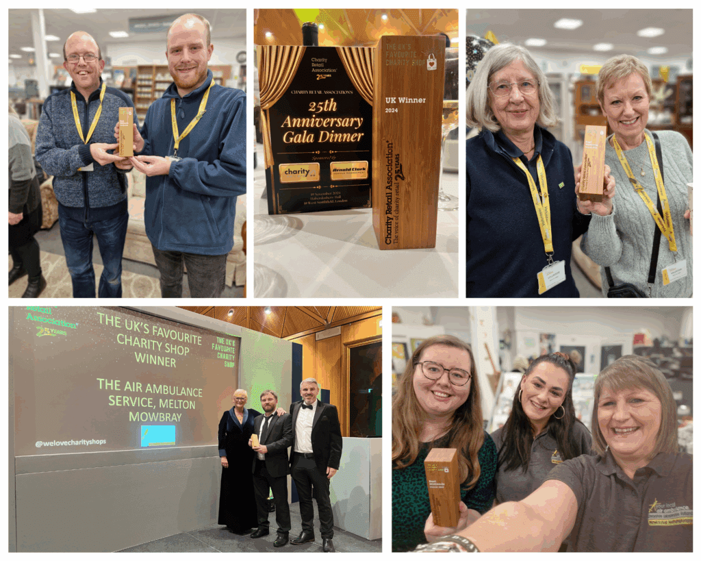 Photos from The Air Ambulancer Service charity shop in Melton Mowbray. Iwnning the UK's faviurite charity shop award in 2024.