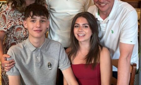 Leo Elliot with his family and girlfriend.