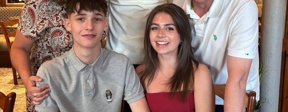 Leo Elliot with his family and girlfriend.