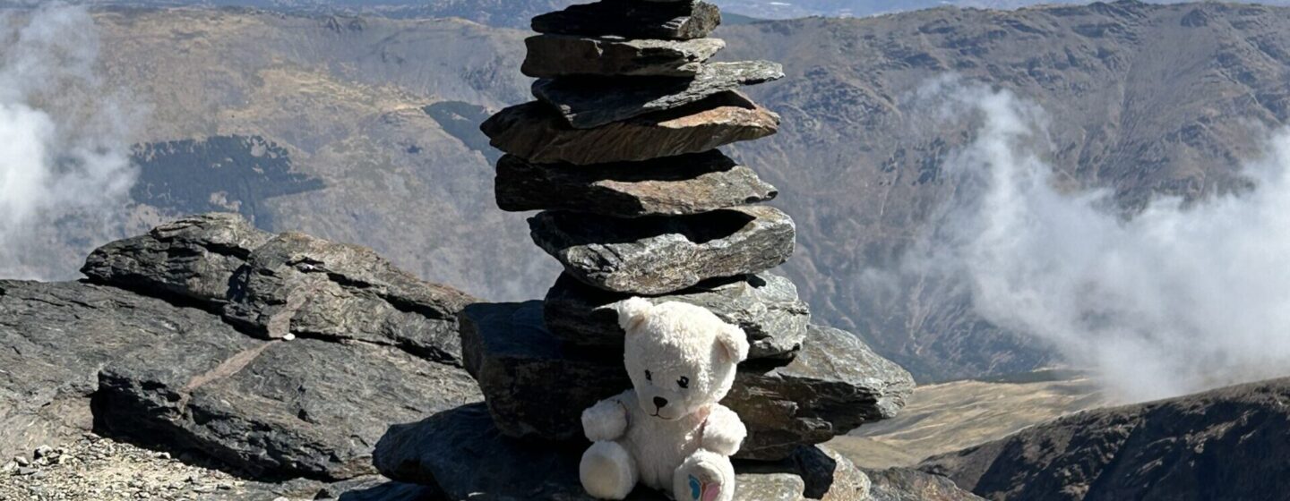 The stone cairn Emma built on Mt Mulhacen in Spain last year.