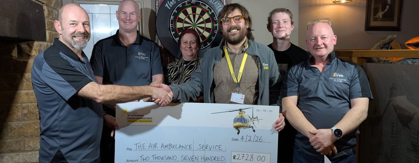 Cheque presentation at The Collyweston Slater