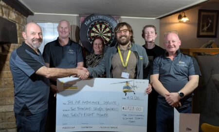 Cheque presentation at The Collyweston Slater
