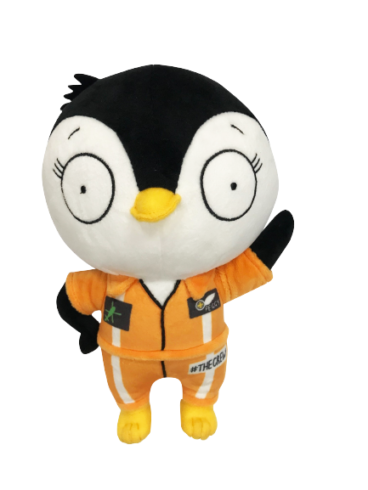 Plush penguin of Peggy, our TCAA mascot.