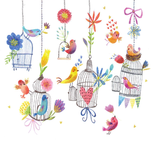 Decorative Bird Cages Greetings Card