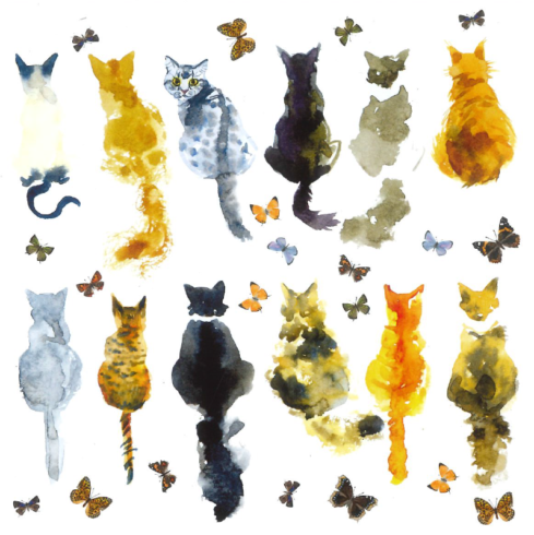 Cats and Butterflies Greetings Card