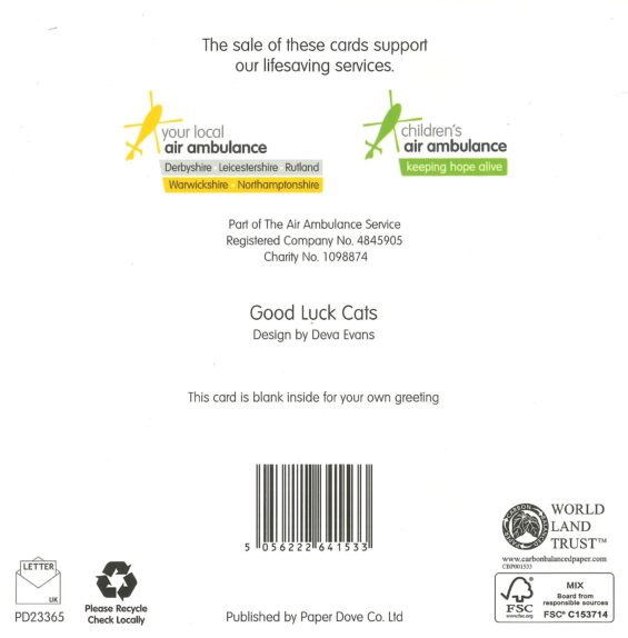Back of Good Luck Cats Greetings Card