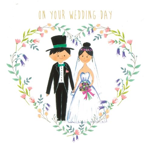 Front of Happy Couple Wedding Day Greetings card