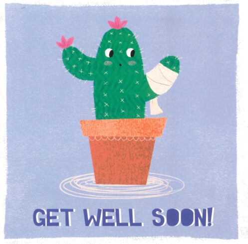 Front of Get Well Soon Cactus Greetings Card