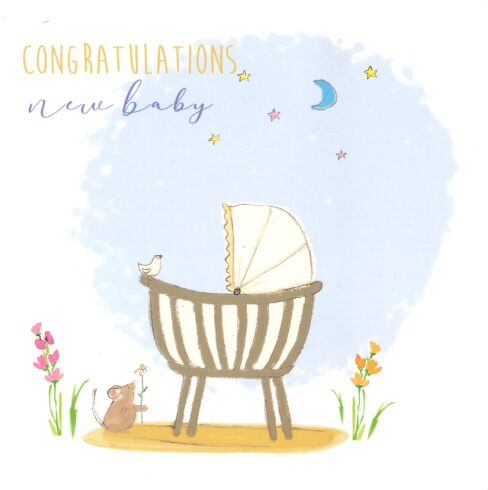 Front of New Baby Crib Greetings Card