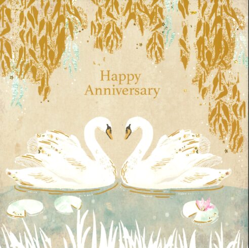 Front of Happy Anniversary Greetings Card