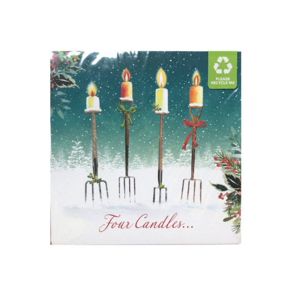 Front of Four Candles Christmas Card
