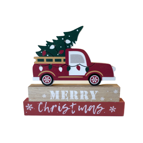 Front of decorative wooden christmas truck