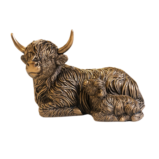 Bronzed Highland Cow & Calf