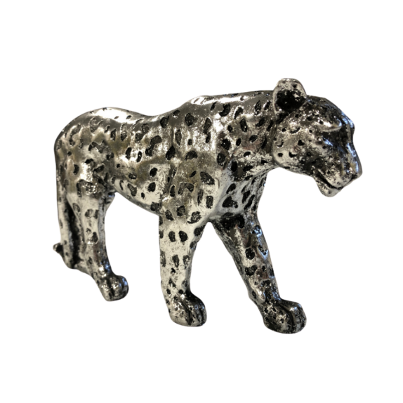Small Silver Leopard Statue