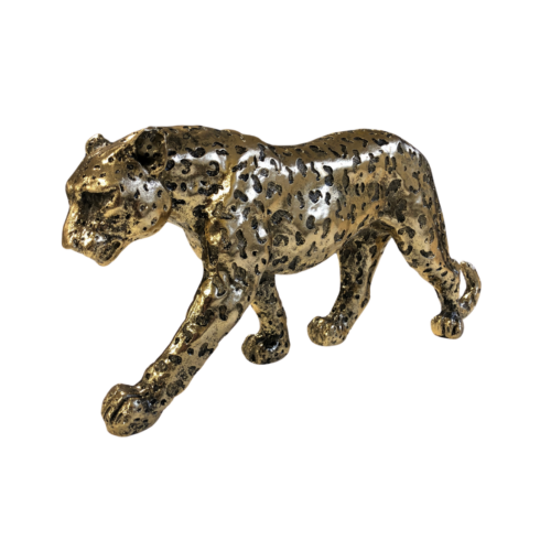 Large gold leopard statue