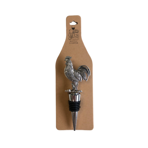 Silver hen bottle stopper