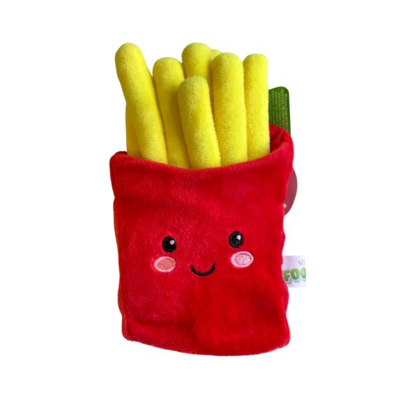 A front facing photo of a french fries plush toy