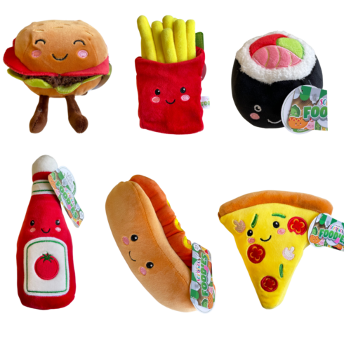 A photo of all the Collectible Plush fast-food Teddies together