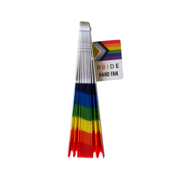 A front on view of the hand fan, a part of the Pride Month Celebration Set