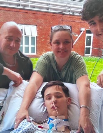 Leo with his family during his stay at hospital.