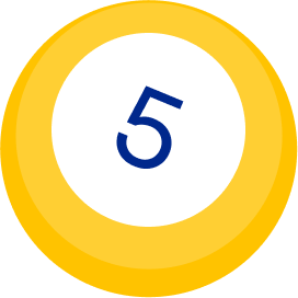 yellow animated lottery ball number 5