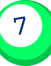 green animated lottery ball with number 7