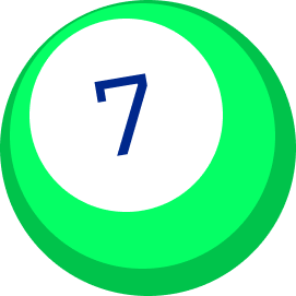 green animated lottery ball with number 7